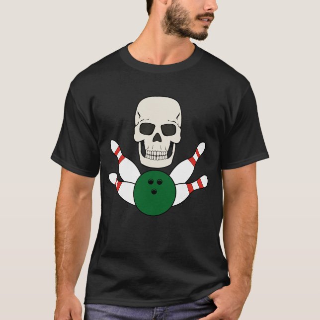 Design de camiseta Caveira de Boliche para Homens (Frente)