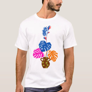 design de camiseta colorida de planta pote