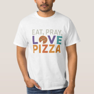 Design de camiseta come pizza de amor