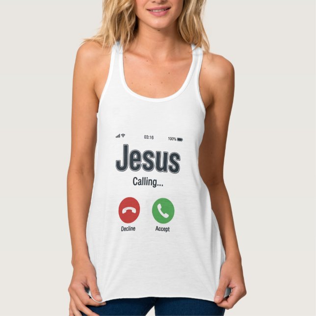 Design de Camiseta Cristã Jesus Chamando Tela de T (Frente)