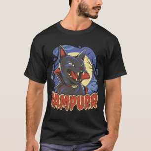 design de camiseta de animal de gato preto vampiro