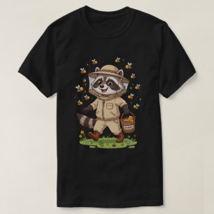 Design de Camiseta de Apicultor de Guaxinim Fofo
