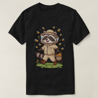 Design de Camiseta de Apicultor de Guaxinim Fofo