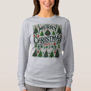 Design de Camiseta de Árvore de Natal Alegre