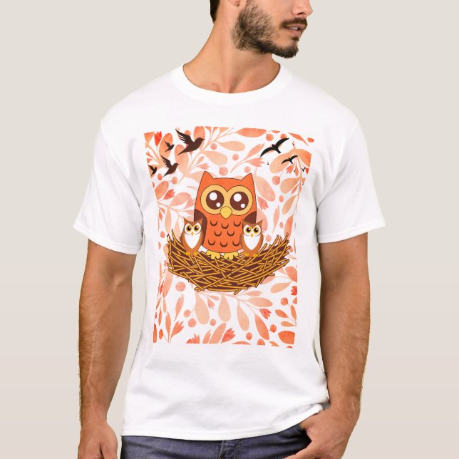 Design de camiseta de coruja-mãe e bebê (Frente)