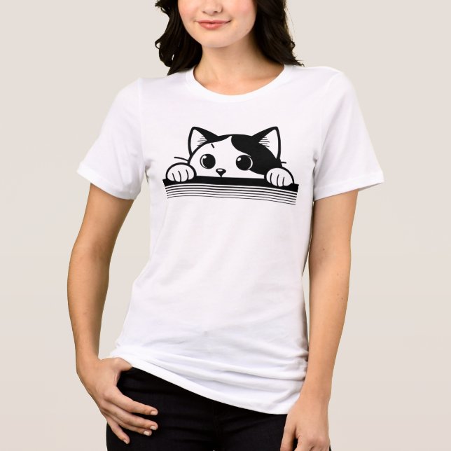 Design de Camiseta de Gato Preto Elegante (Frente)
