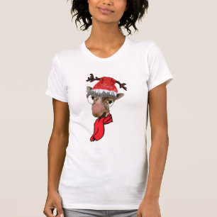 design de camiseta de natal girafa engraçada