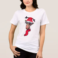 design de camiseta de natal girafa engraçada