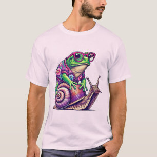 Design de Camiseta de Sapo Montando Caracol