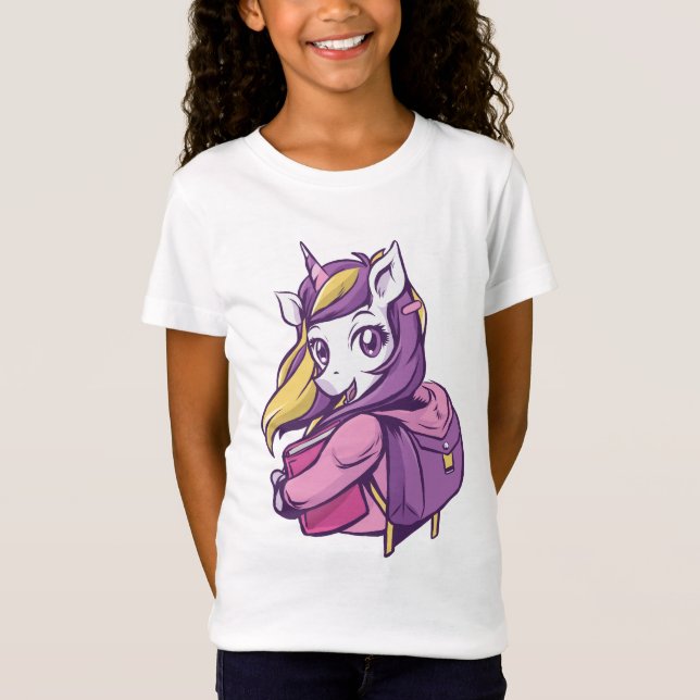 design de camiseta de unicórnio escolar (Frente)