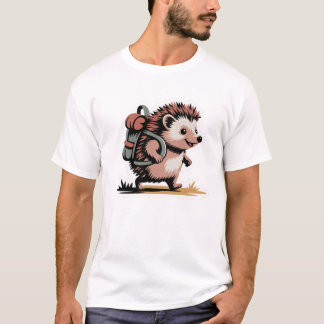 Design de camiseta deouriço fofo com mochila