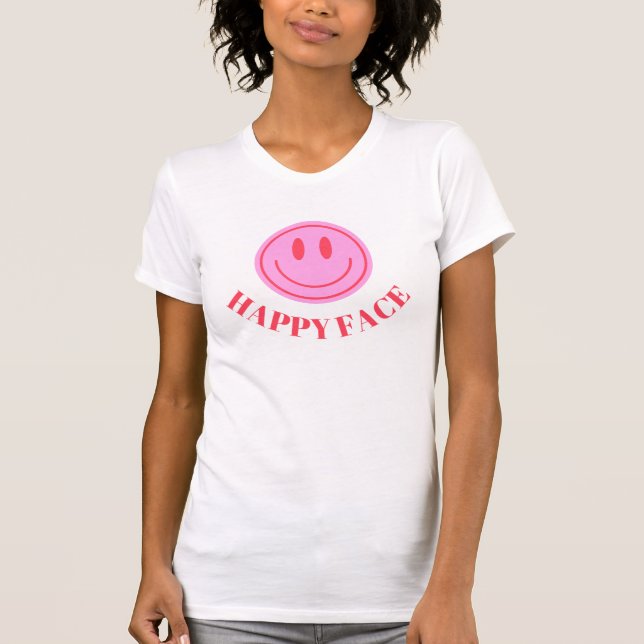 Design de camiseta Emoji Minimalista Rosa (Frente)