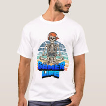 Design de camiseta engraçado e funky de crânio par