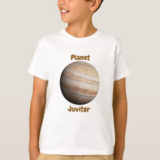 Design de camiseta infantil com nomes de planetas