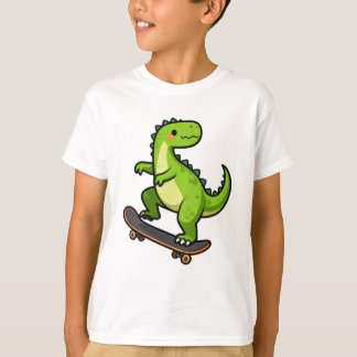 Design de camiseta infantil de dinossauro de skate