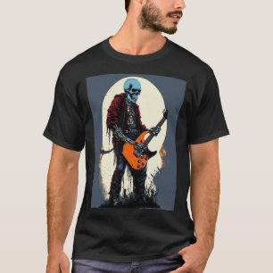Design de camiseta para mastigar, crânio tocando g