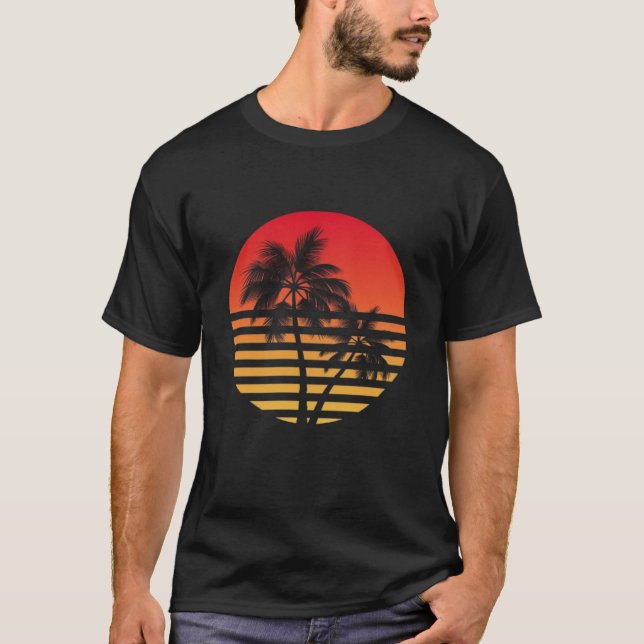 Design de camiseta retrô, Paraíso sunset (Frente)