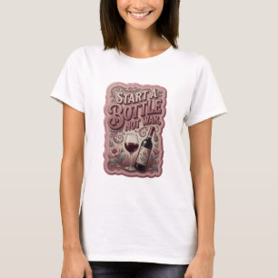 Design de camiseta Snappy Rosa INICIAR UMA GARRAFA