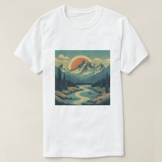 Design de camiseta Sunset Mountain (Frente do Design)
