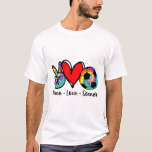 Design de camiseta tie dye Paz Amor Futebol para m