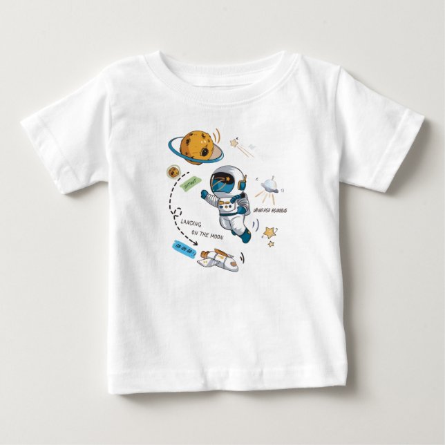 Design de camiseta vetor espacial e bebê tende |  (Frente)
