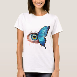 Design de camisetas para olhos e borboletas