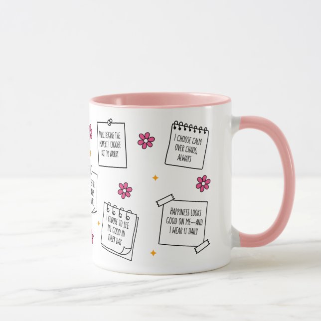 Design de Caneca com Bloco de Notas de Afirmações (Direita)