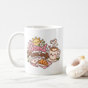 Design de caneca de café bom dia fofo