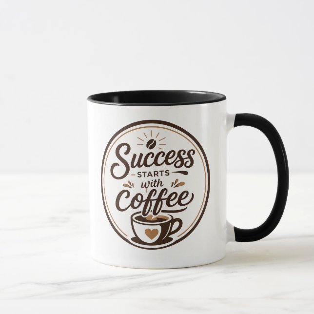 Design de Caneca Motivacional O Sucesso Começa com (Direita)