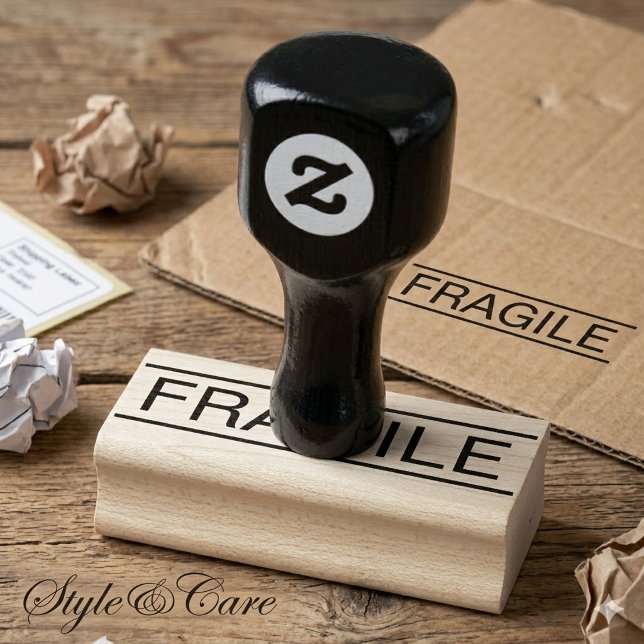 Design de Carimbo de Borracha para Manuseio Frágil (Wooden Fragile Handling Rubber Stamp Design)