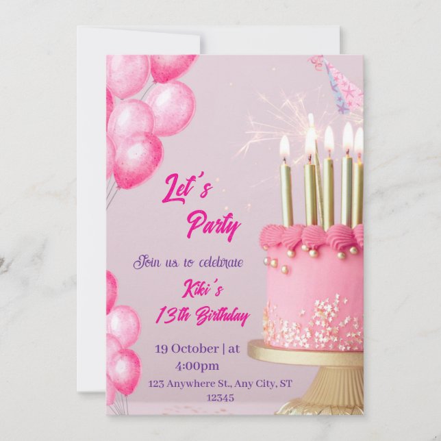 Design de cartão de aniversário divertido com balõ (Frente)