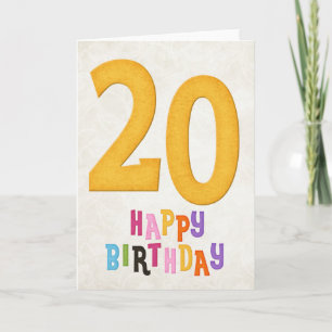 Design de Cartão de Aniversário Feliz de 20 Anos 2