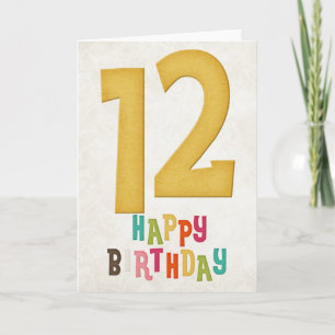 Design de Cartão de Aniversário Feliz para 12 Anos