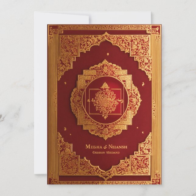 design de cartão de casamento tradicional, grandio (Frente)