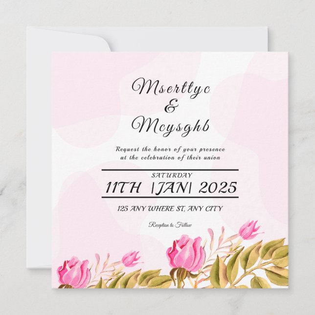 Design de Cartão de Convite de Casamento (Frente)