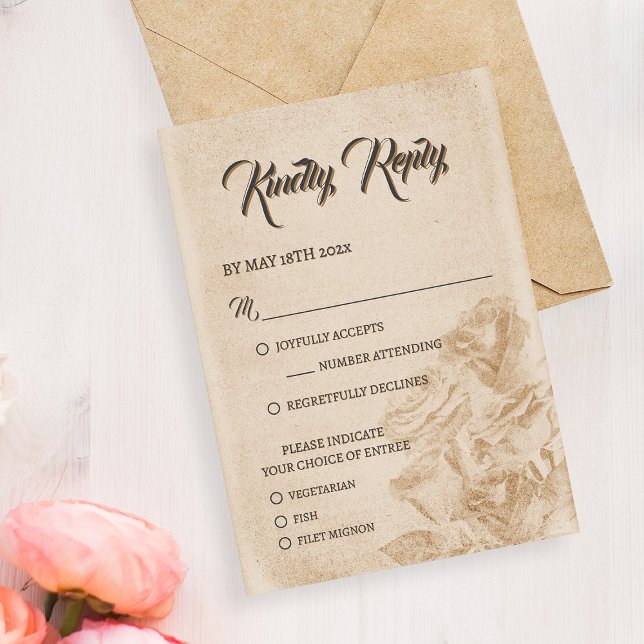 Design de Cartão de Resposta de Casamento Floral R (Elegant Rustic Floral Wedding RSVP Card Design)