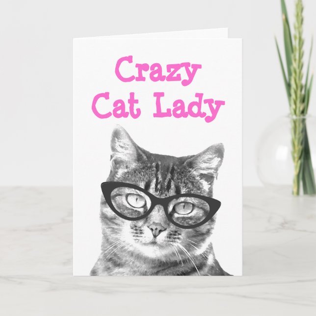 design de cartão de saudação louca senhora do gato (Frente)