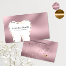 Design de Cartão de Visita de Dentista Rosa e Dour