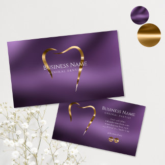 Design de Cartão de Visita de Dentista Roxo Elegan