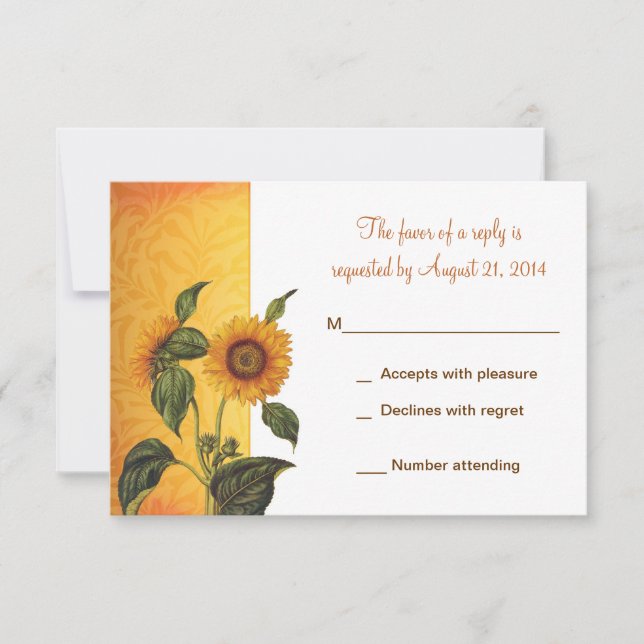 design de casamento do rsvp com girassol (Frente)