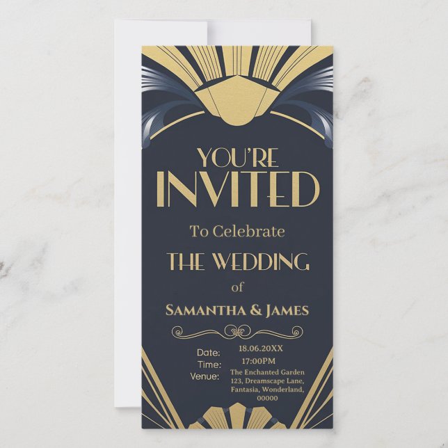 Design de Casamento em Deco de Arte Elegante - Mar (Frente)