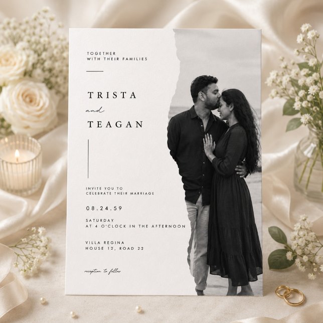 Design de Convite de Casamento com Foto Minimalist (Criador carregado)