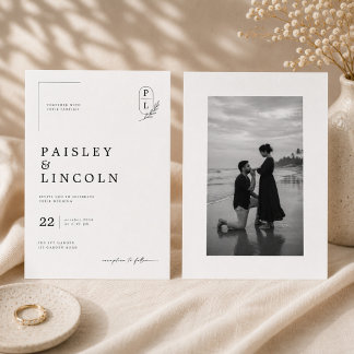 Design de Convite de Casamento com Monograma Mínim