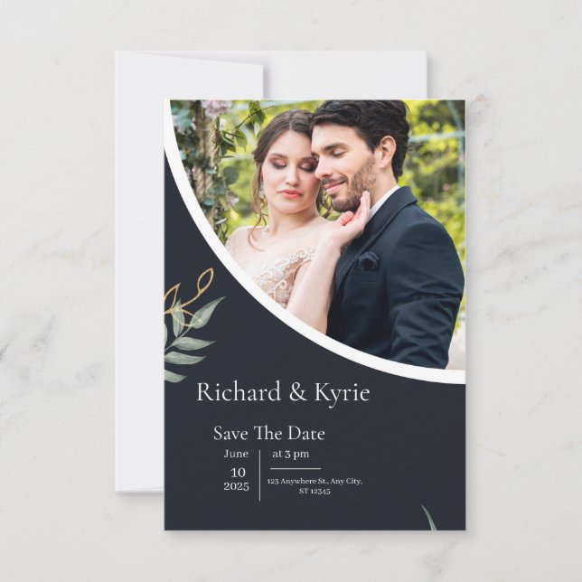 Design de Convite de Casamento Elegante (Frente)