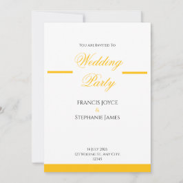 Design de Convite de Casamento Elegante Dourado e 