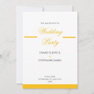 Design de Convite de Casamento Elegante Dourado e