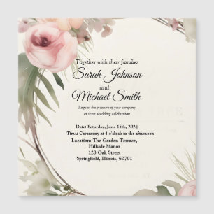 Design de convite de casamento floral, romântico