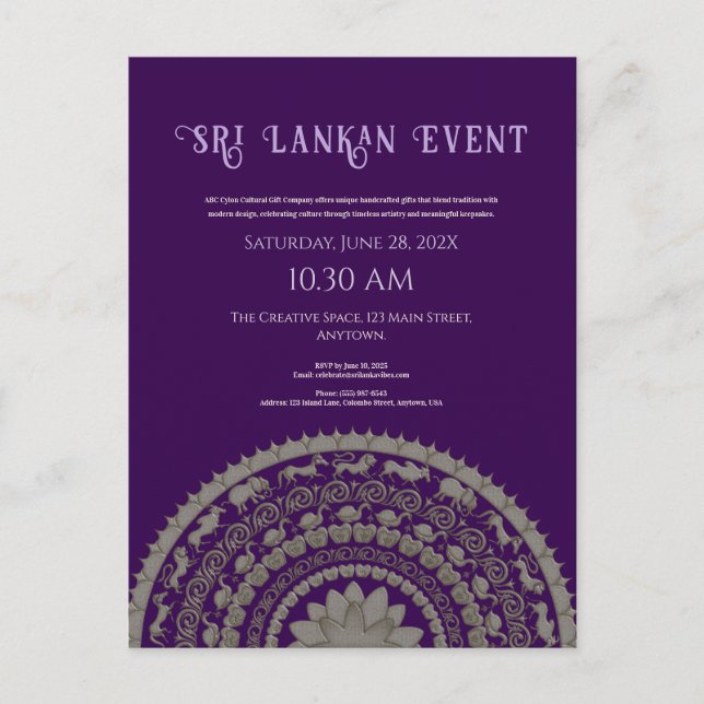 Design de convite do Sri Lanka (Frente)