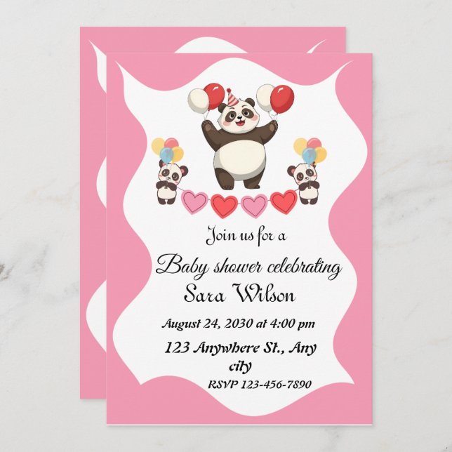 Design de convite para chá de fraldas com tema pan (Frente/Verso)