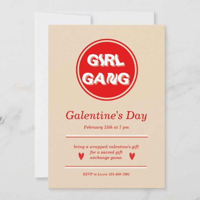 Design de Convite para Dia de Galentine (Frente)